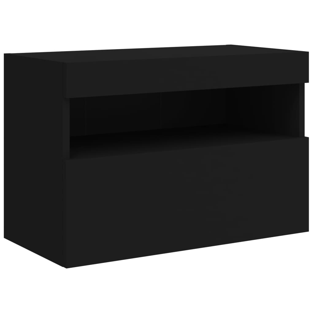 TV-benk Vegghengt med LED svart 60x30x40 cm