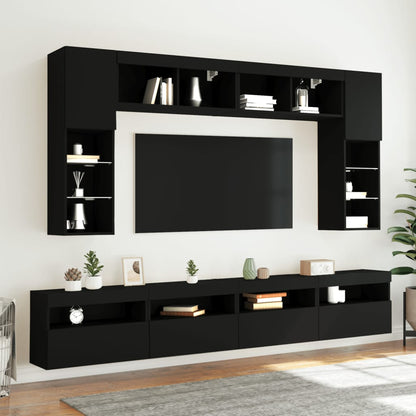 TV-benk Vegghengt med LED svart 60x30x40 cm