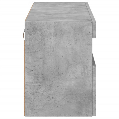 TV-Møbel Betonggrå Vegghengt TV-benk med LED-lys 80x30x40 cm