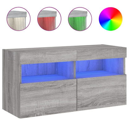 TV-benk Vegghengt med LED grå sonoma 80x30x40 cm