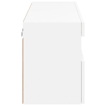 TV-Møbel Hvit Vegghengt TV-benk med LED 100x30x40 cm