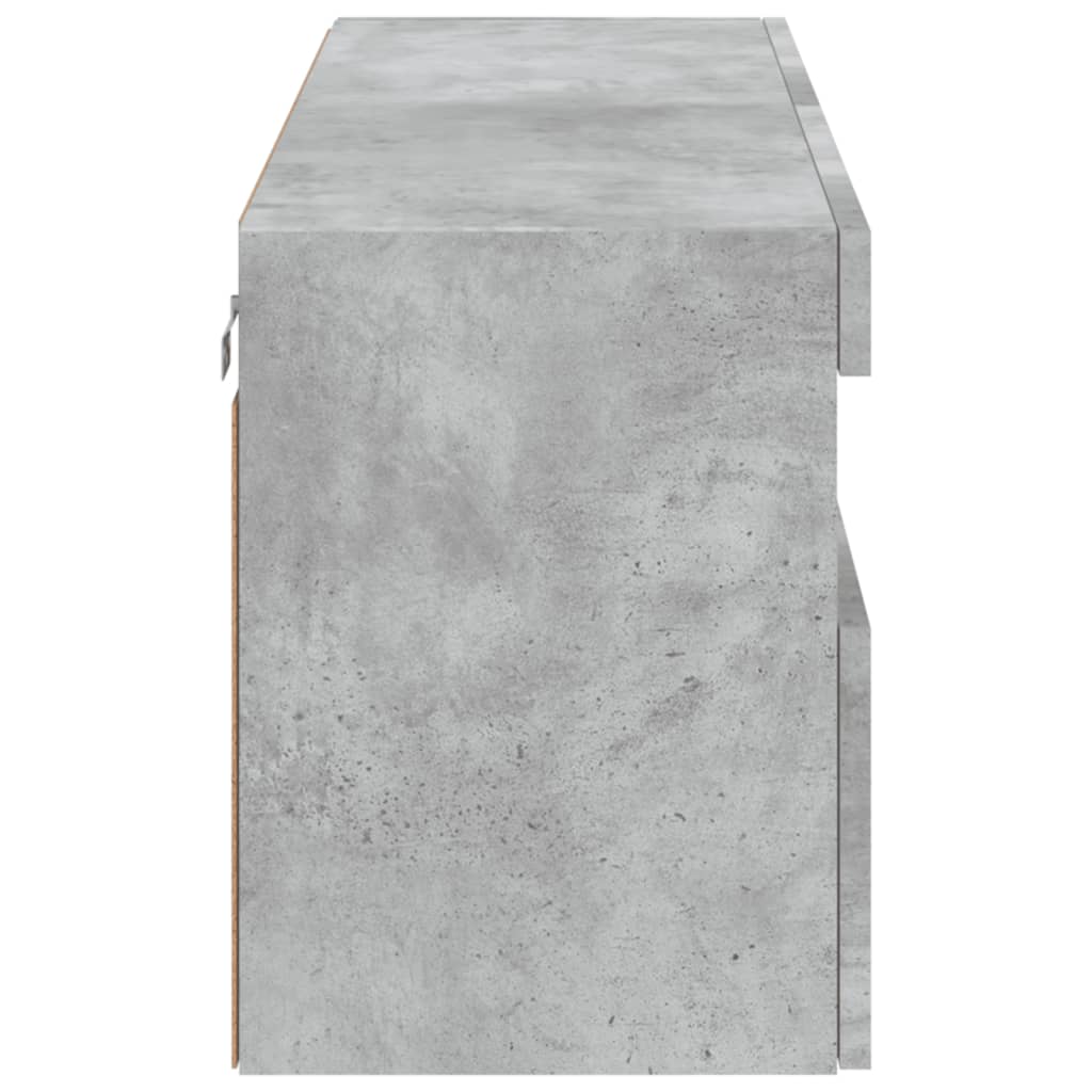 TV-Møbel Betonggrå Vegghengt TV-benk med LED-lys 100x30x40 cm