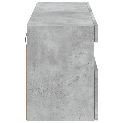 TV-Møbel Betonggrå Vegghengt TV-benk med LED-lys 100x30x40 cm