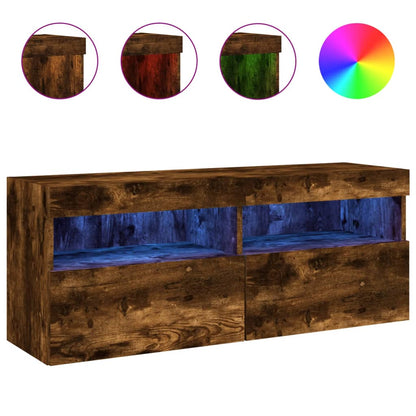 TV-Møbel Røkt Eik Vegghengt TV-benk med LED 100x30x40 cm