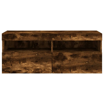 TV-Møbel Røkt Eik Vegghengt TV-benk med LED 100x30x40 cm