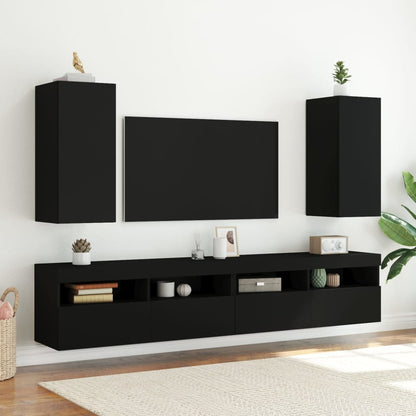 TV-benk Vegghengt med LED svart 30,5x35x70 cm