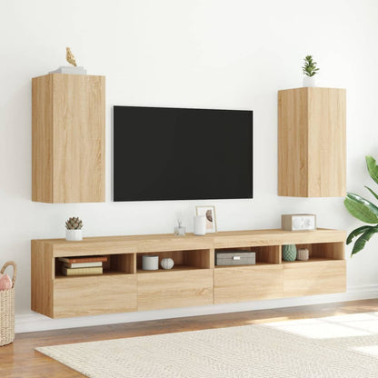 TV-benk Vegghengt med LED sonoma eik 30,5x35x70 cm