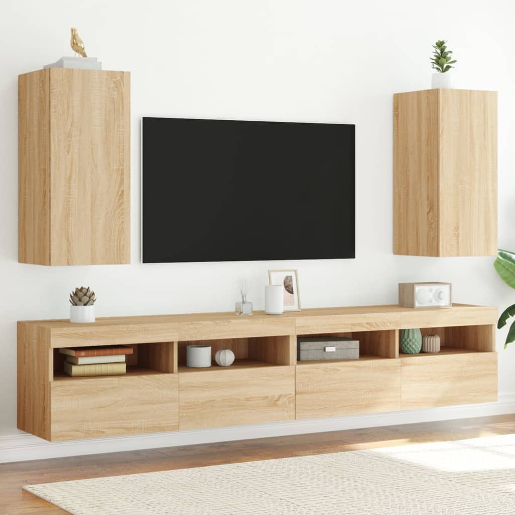TV-Møbel Sonoma Eik Tv-benker med LED 2 stk 30,5x35x70 cm