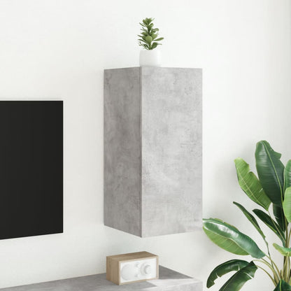 TV-benk Vegghengt med LED-lys betonggrå 30,5x35x70 cm