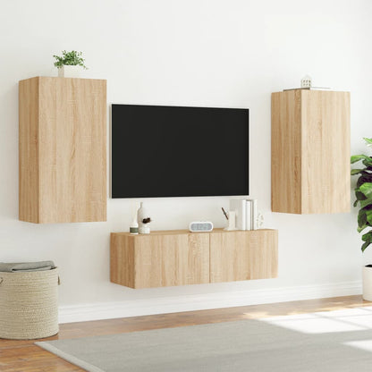 TV-benk Vegghengt med LED sonoma eik 40,5x35x80 cm