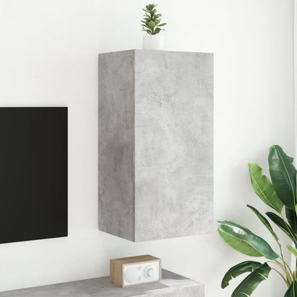 TV-benk Vegghengt med LED-lys betonggrå 40,5x35x80 cm