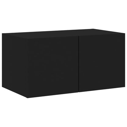 TV-benk Vegghengt med LED svart 60x35x31 cm