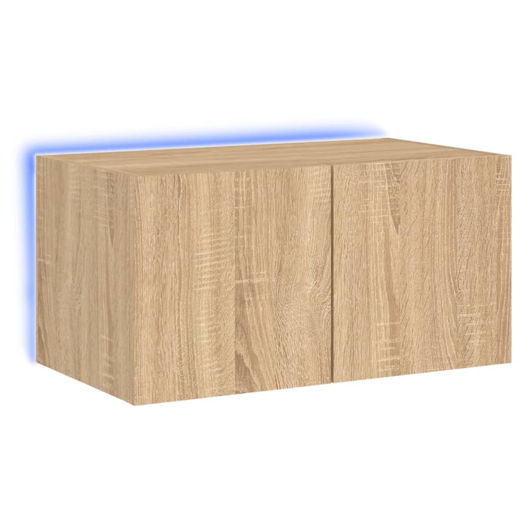 TV-benk Vegghengt med LED sonoma eik 60x35x31 cm