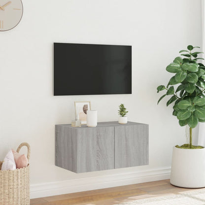 TV-benk Vegghengt med LED grå sonoma 60x35x31 cm