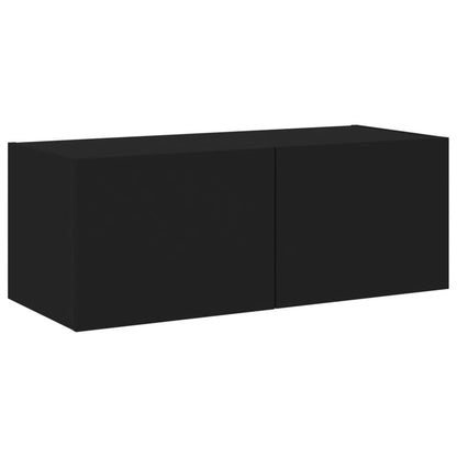 TV-benk Vegghengt med LED svart 80x35x31 cm