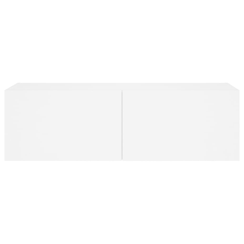 TV-Møbel Hvit Vegghengt TV-benk med LED 100x35x31 cm