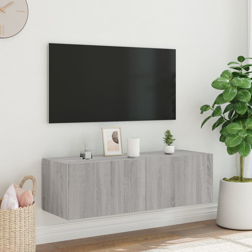 TV-Møbel Sonoma Grå Tv-benk med LED 100x35x31 cm