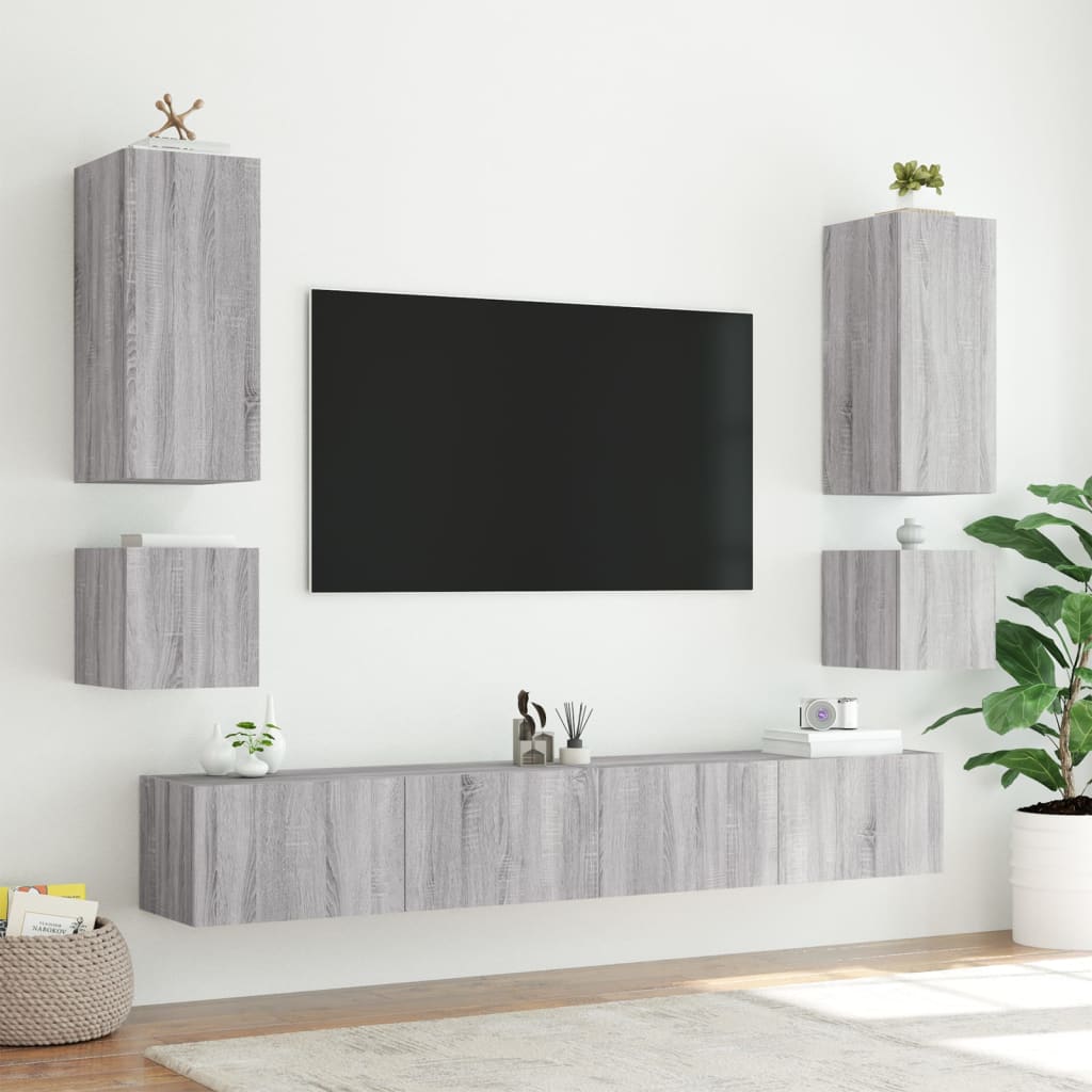 TV-Møbel Sonoma Grå Tv-benk med LED 100x35x31 cm