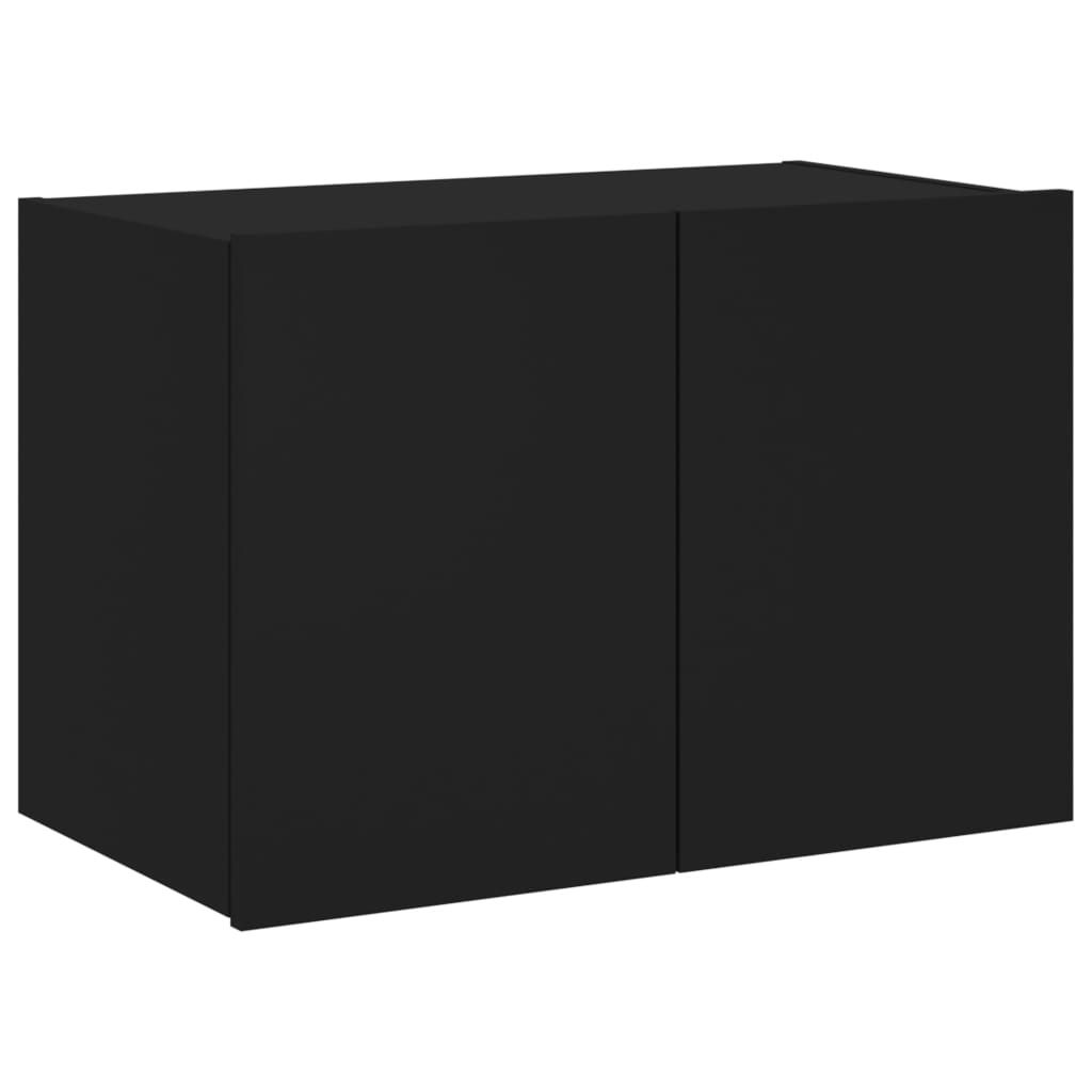 TV-benk Vegghengt med LED svart 60x35x41 cm