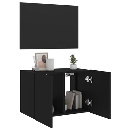 TV-benk Vegghengt med LED svart 60x35x41 cm