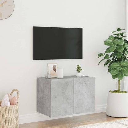 TV-benk Vegghengt med LED-lys betonggrå 60x35x41 cm