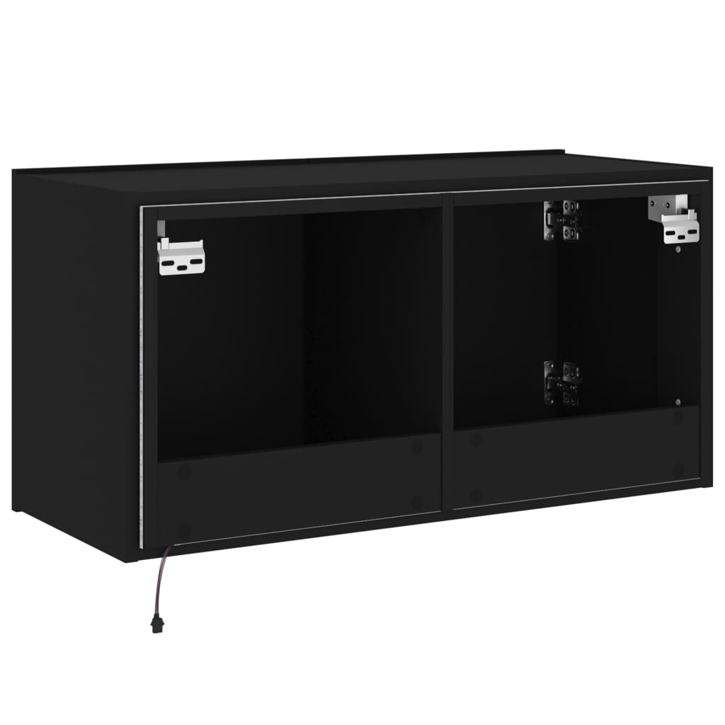 TV-benk Vegghengt med LED svart 80x35x41 cm