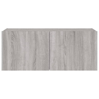 TV-Møbel Sonoma Grå Vegghengt TV-benk med LED 100x35x41 cm