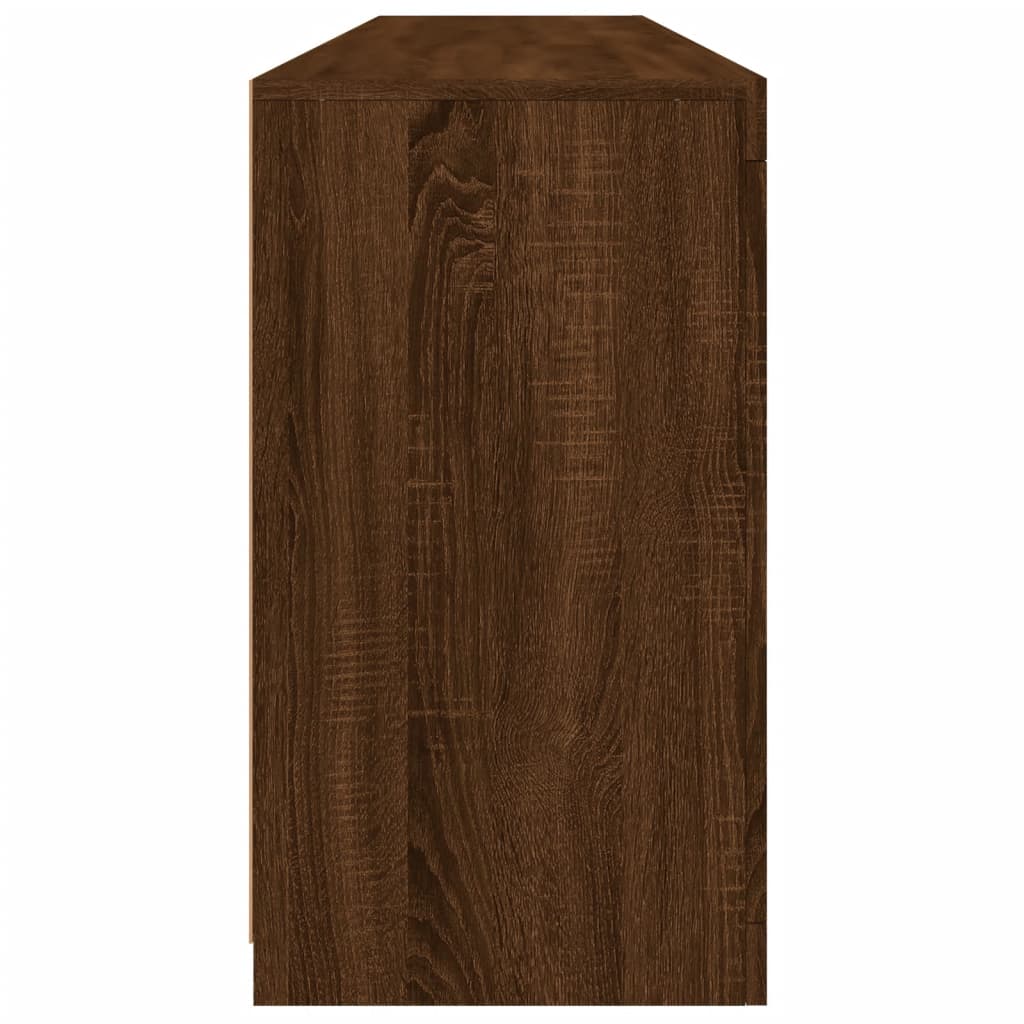 Skjenk Brun Eik med LED-lys 162x37x67 cm