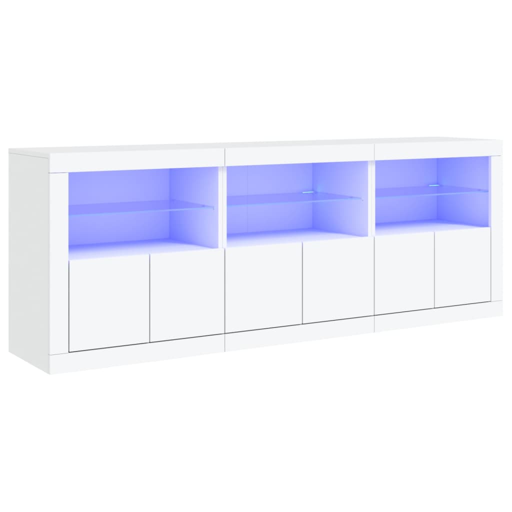 Skjenk Hvit med LED-lys 181,5x37x67 cm