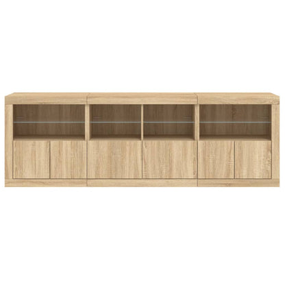 Skjenk Sonoma Eik med LED-lys 202x37x67 cm