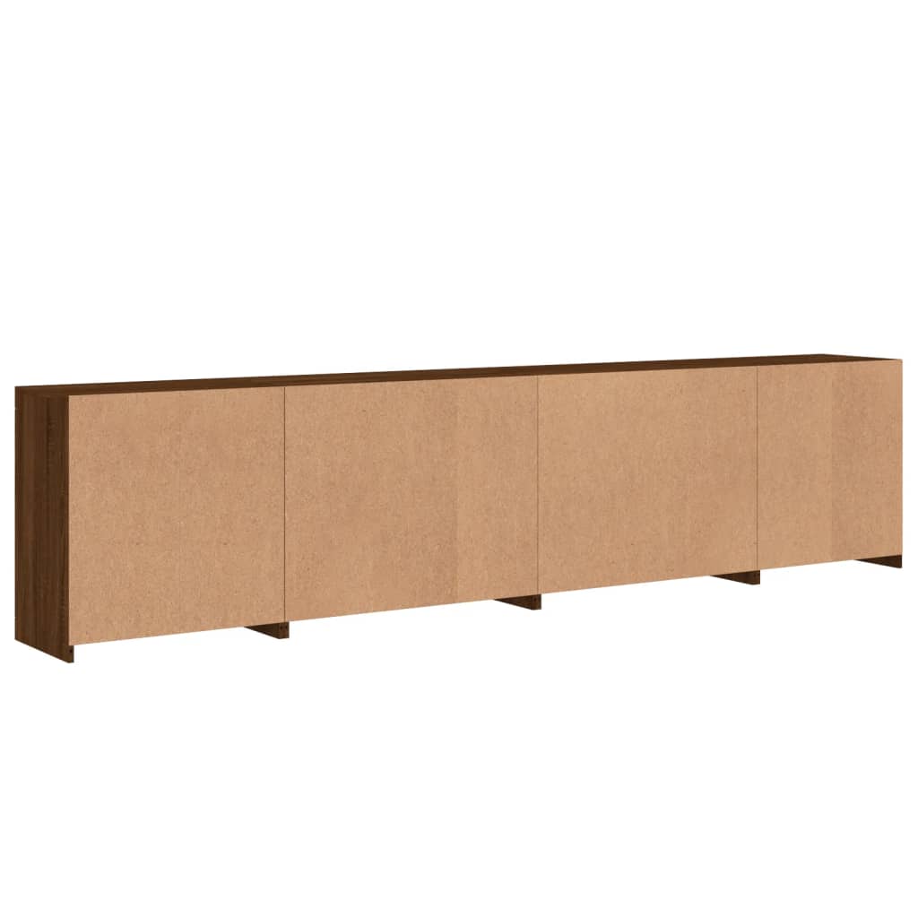 Skjenk Brun Eik med LED-lys 283x37x67 cm