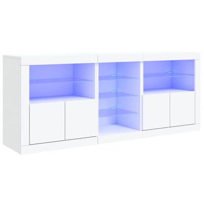 Skjenk Hvit med LED-lys 181,5x37x67 cm