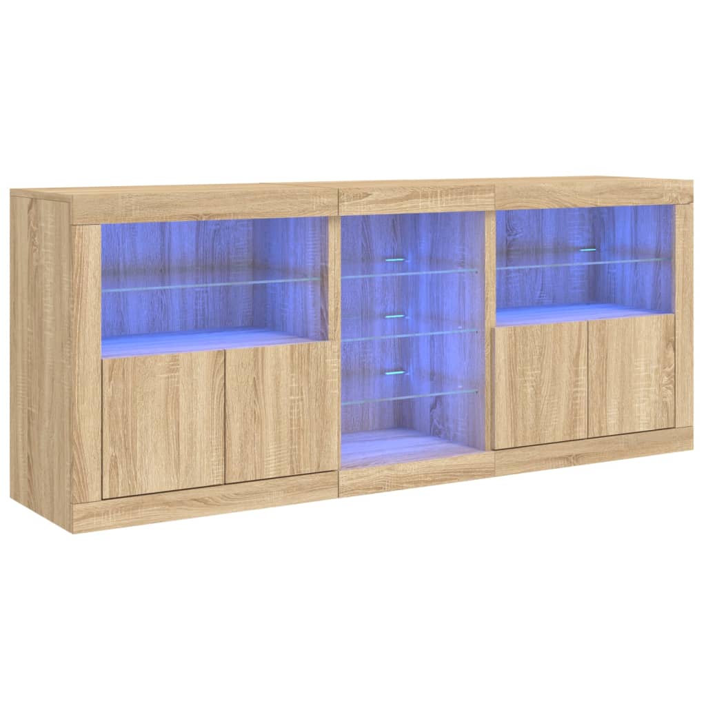 Skjenk Sonoma Eik med LED-lys 181,5x37x67 cm
