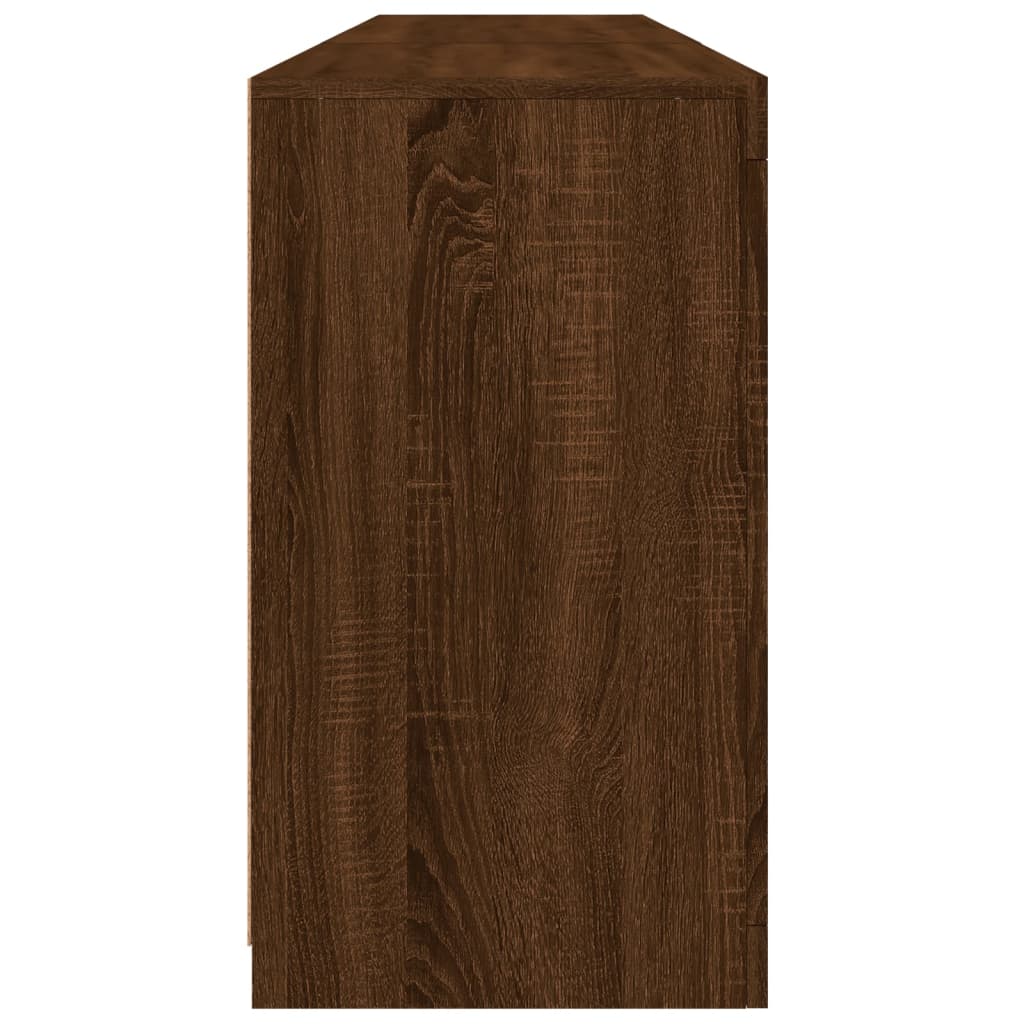 Skjenk Brun Eik med LED-lys 181,5x37x67 cm