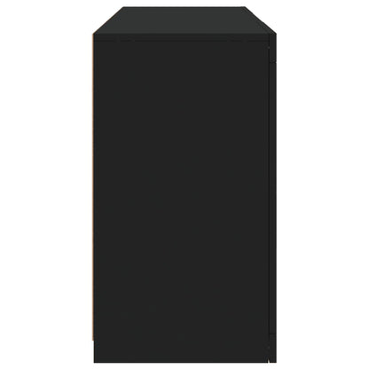 Skjenk Svart med LED-lys 123x37x67 cm