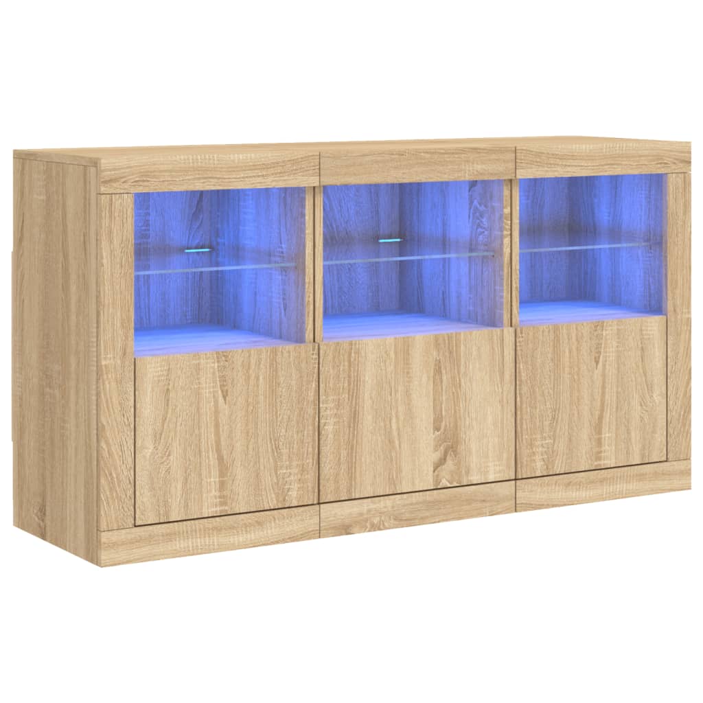 Skjenk Sonoma Eik med LED-lys 123x37x67 cm