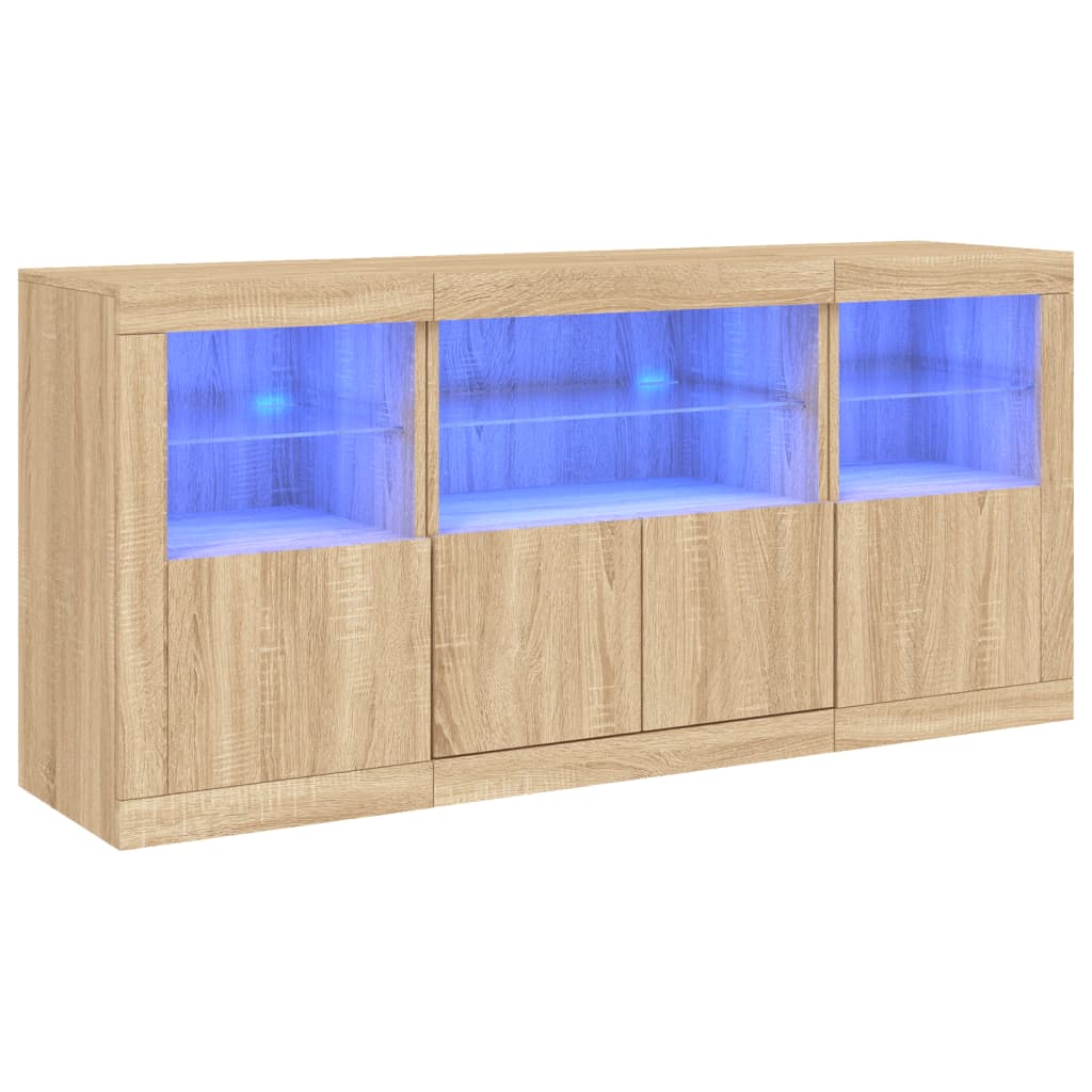 Skjenk Sonoma Eik med LED-lys 142,5x37x67 cm