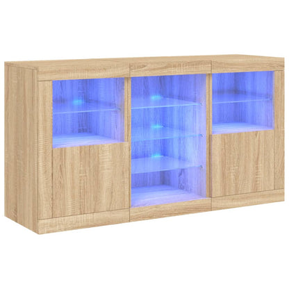 Skjenk Sonoma Eik med LED-lys 123x37x67 cm