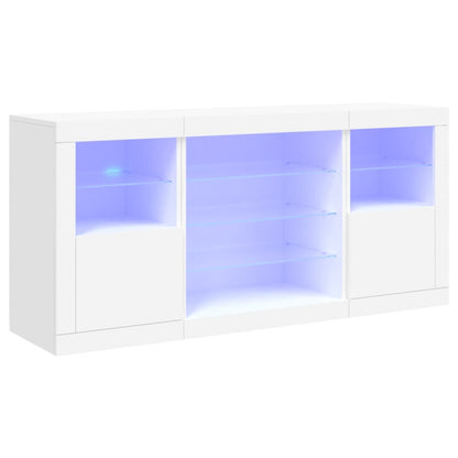 Skjenk Hvit med LED-lys 142,5x37x67 cm