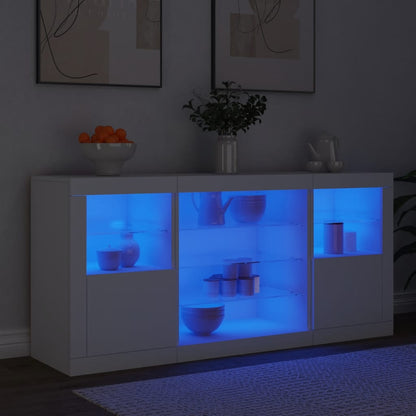Skjenk Hvit med LED-lys 142,5x37x67 cm
