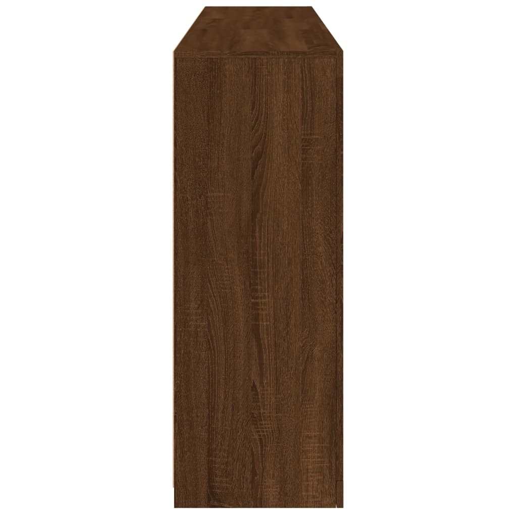 Skjenk Brun Eik med LED-lys 162x37x100 cm