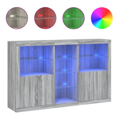 Skjenk Sonoma Grå med LED-lys 162x37x100 cm