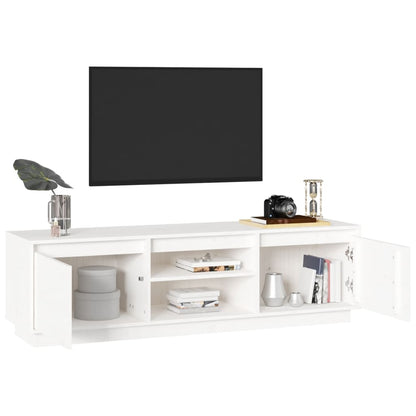 TV-benk hvit 140x35x40 cm heltre furu