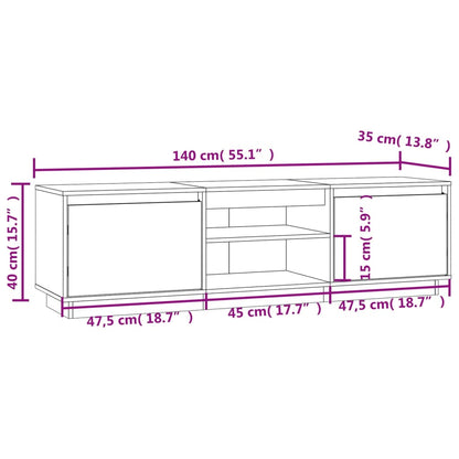 TV-benk hvit 140x35x40 cm heltre furu