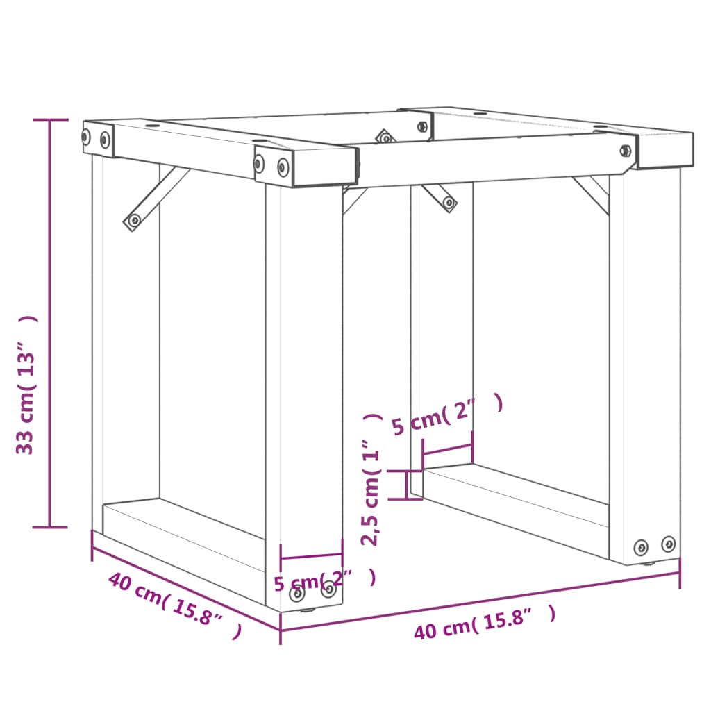 Bordben for salongbord O-ramme 40x40x33 cm støpejern