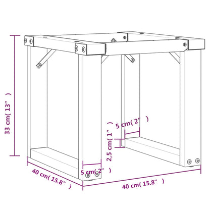 Bordben for salongbord O-ramme 40x40x33 cm støpejern