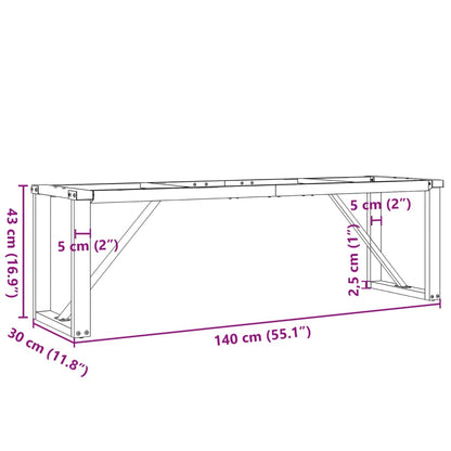 Bordben for salongbord O-ramme 140x30x43 cm støpejern