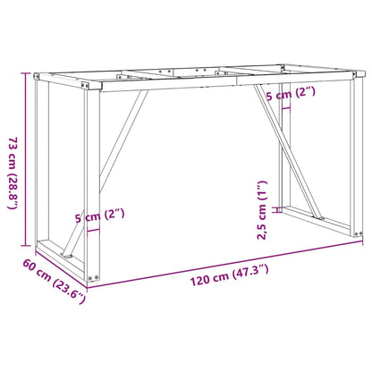 Bordben for spisebord O-ramme 120x60x73 cm støpejern