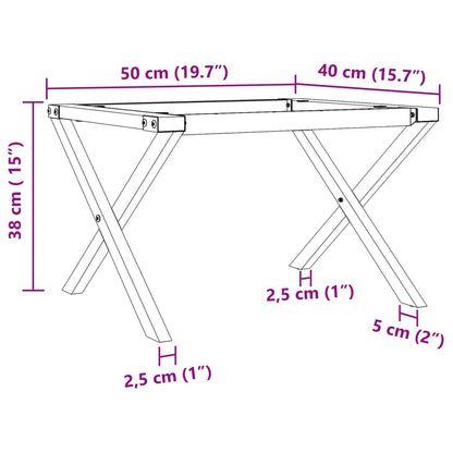 Bordben for salongbord X-ramme 50x40x38 cm støpejern