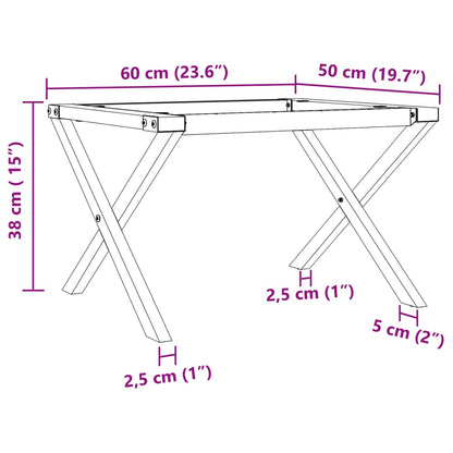 Bordben for salongbord X-ramme 60x50x38 cm støpejern